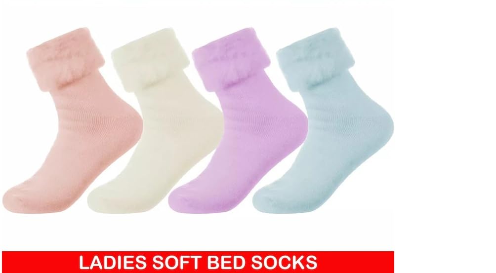 Women's Fluffy Thermal Bed Socks (UK 4–7, Multipacks)