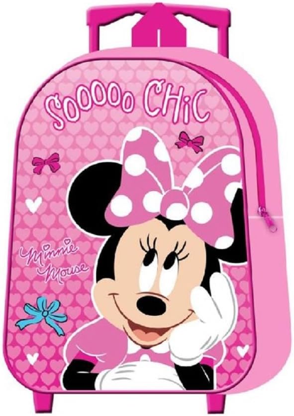 Minnie Mouse SOOO Chic Standard Kids Trolley β Character Rolling Suitcase for Boys & Girls | Lightweight Pull-Along Travel Bag | Fun Disney Design | Durable Storage Case for School, Holidays & Play