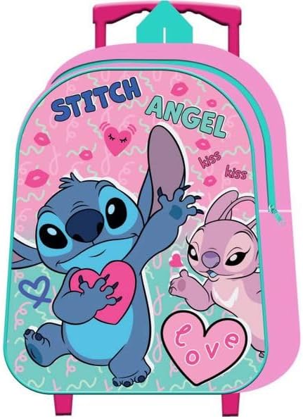 Top Linen Kids Travel Trolley Backpack - Children Favourite Characters Foldable Carry-on Luggage Carrier Bag - Standard STITCH Trolley Bag