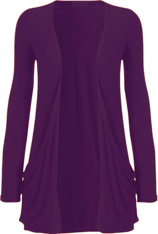 New Women Ladies Long Sleeve Boyfriend Cardigan with Pockets Plus Sizes 6-24