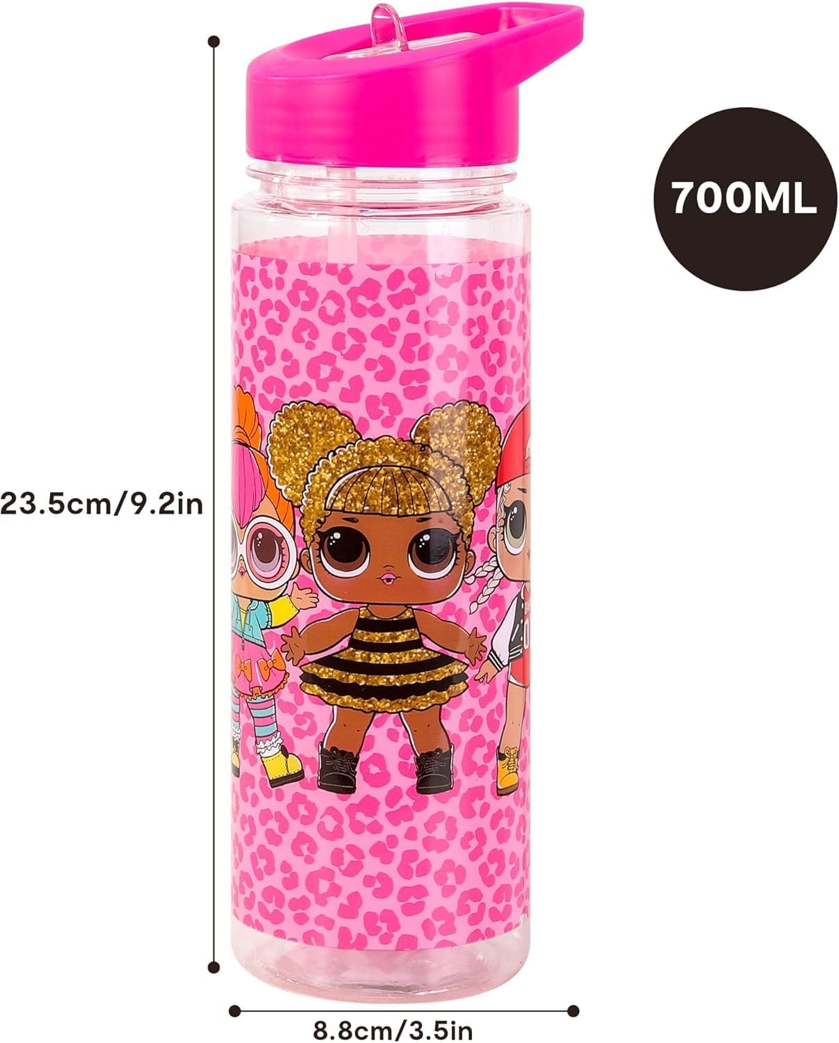 LOL Surpries 650ml Kids Water Bottles with Straw, Back to School Supplies Girls Water Bottle - Surpries Water Bottle For Girls Pink.