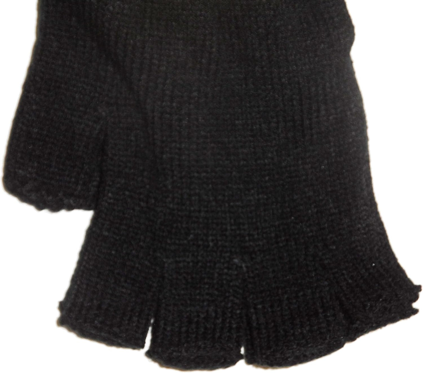 Handy Ladies Thermal Fingerless Knitted Winter Gloves – Thick Warm Stretchy One Size Winter Gloves for Women (Black)