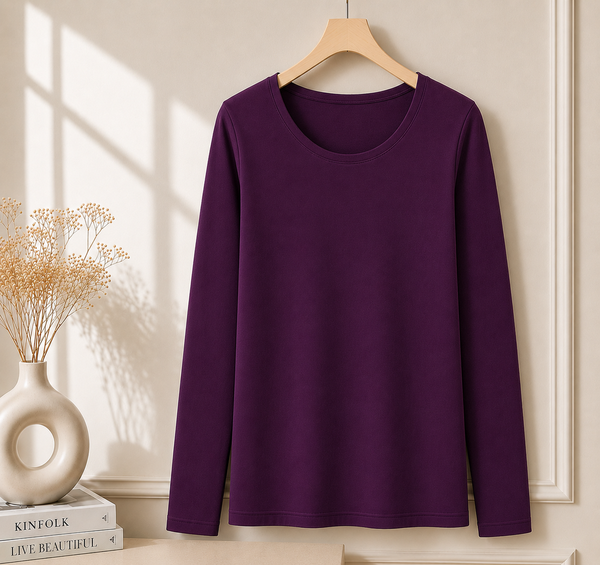 Women's Long-Sleeve Scoop-Neck T-Shirt (S–3XL)