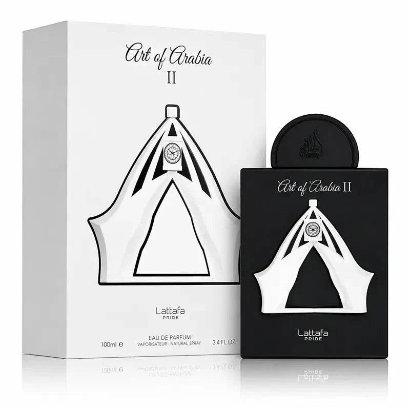 Art of Arabia II genuine perfume bottle and retail box on white background