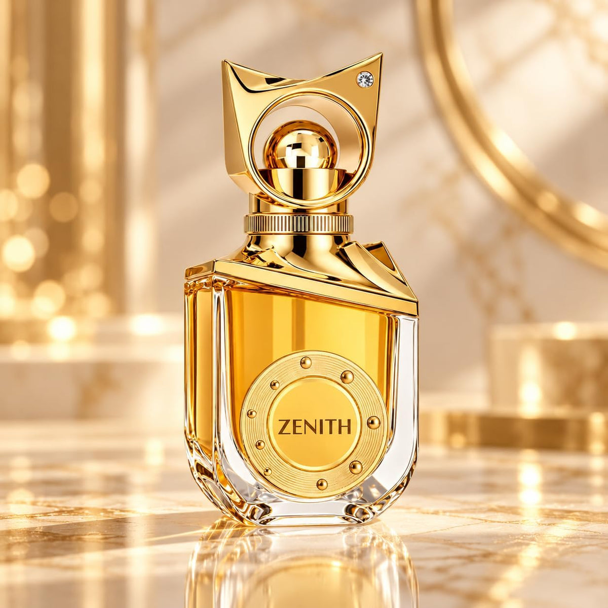 Zenith 100ml by Riiffs bottle in an elegant gold setting
