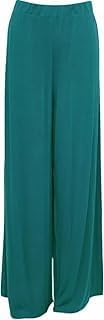 Women’s Wide Leg Palazzo Trousers – Soft Stretch Loose Fit Plus Size Casual Pants (Brown Leopard)