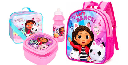 Quickdraw Gabbys Dollhouse Backpack & 3pc Lunch Bag Set Kids Girls Back to School Bag Sandwich Box Set