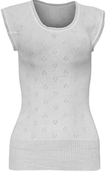 Thermal Built Up Spencer Short Ladies Round Neck Women -Women Thermal Vest Top - Made in UK