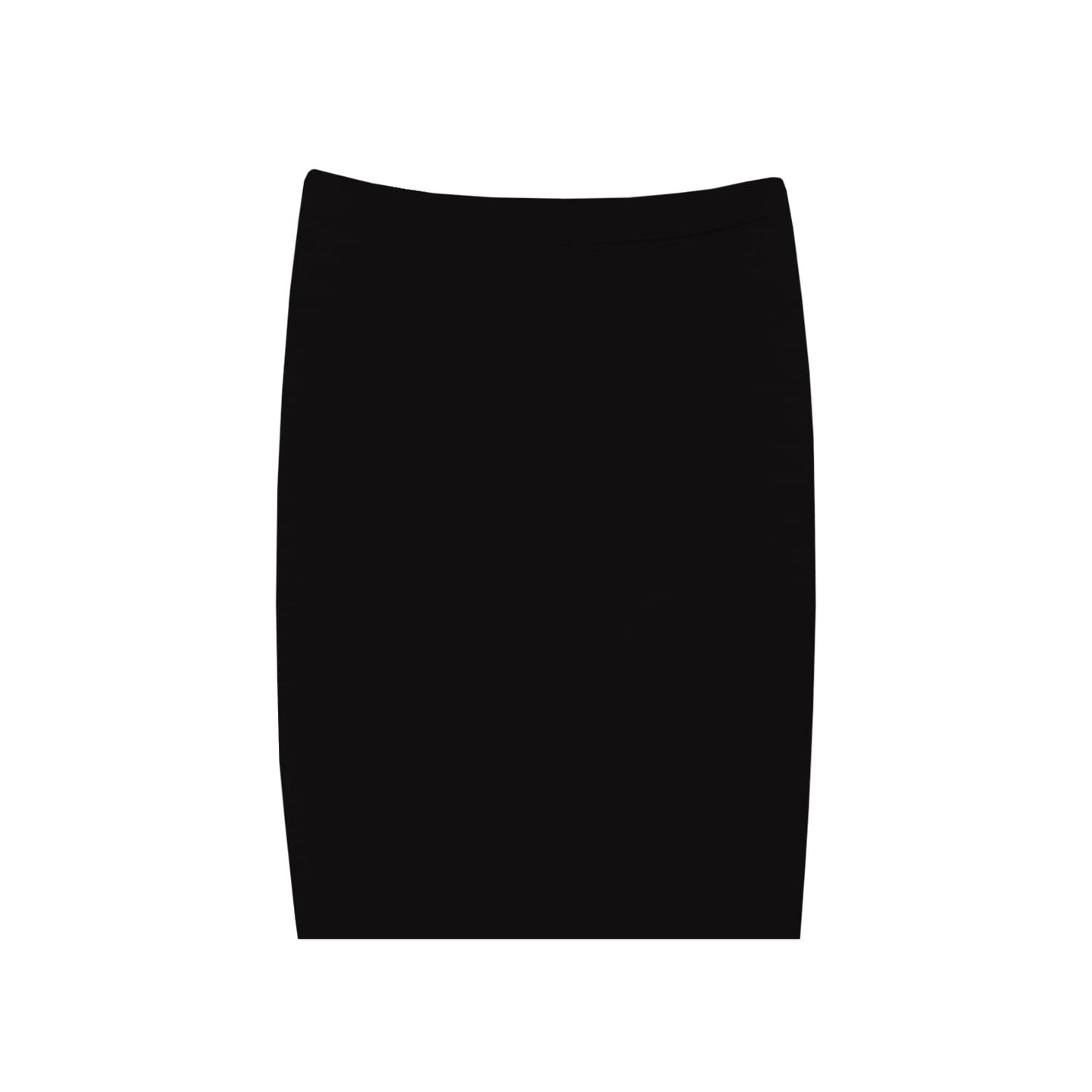 Ladies Plain Stretch Midi Pencil Skirt – High Waist Bodycon Office & Casual Stretch Skirt (Black)