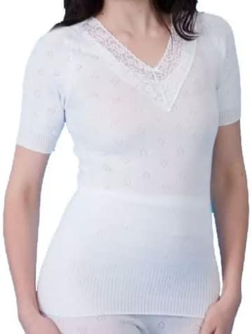 Women’s Thermal Vest Top – Long Sleeve Fleece Lined Base Layer Winter Warm Stretch Top (Round Neck / V Neck)