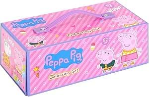 kids Characters 52 pieces Colouring Art Case Childrens Stationery Set With Watercolour Pencils Toy Gift (Peppa Pig)