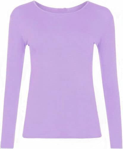 Women’s Long Sleeve T Shirt – Soft Stretch Scoop Neck Fitted Casual Top