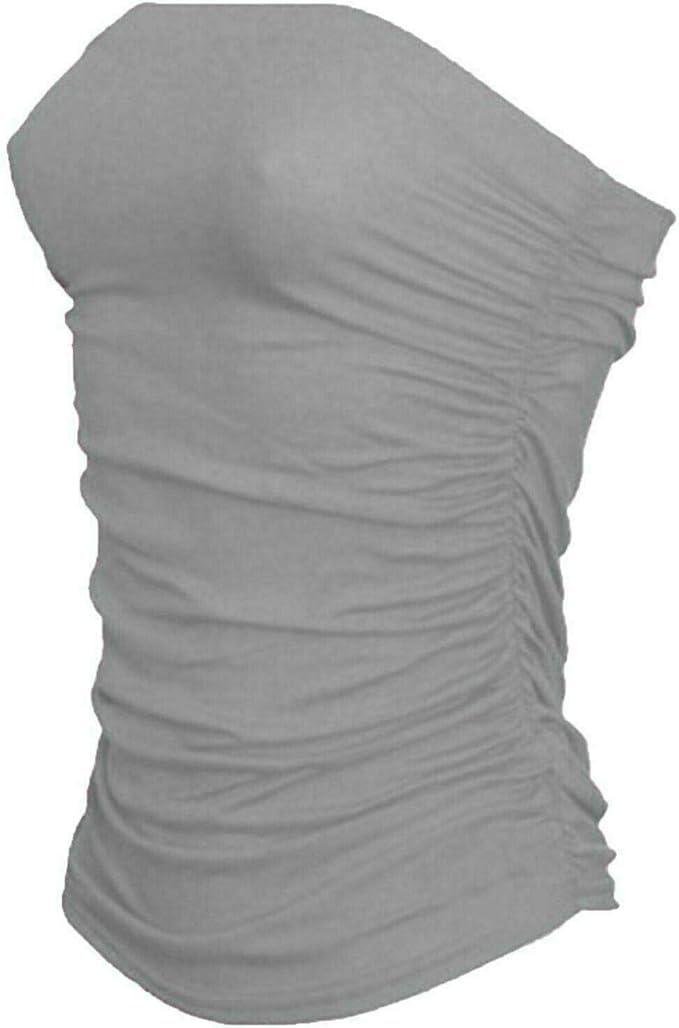 Top Linen Women Bandeau Strapless Boob Tube Top - Sexy Stretchy Off Shoulder Layering Wrapped Breast Bra Crop Tube Vest - Made in UK