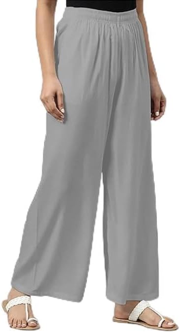 Women’s Wide Leg Palazzo Trousers – Soft Stretch Loose Fit Plus Size Casual Pants (Brown Leopard)