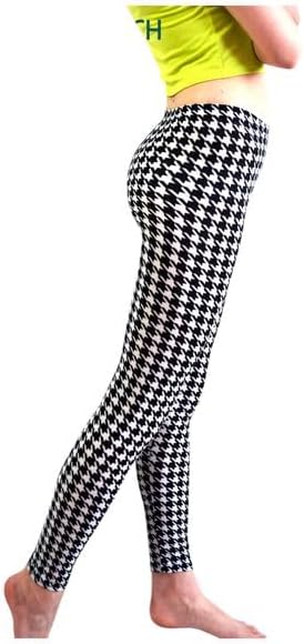 Ladies Dogtooth & Tartan Leggings Womens Full Length Everyday Wear Soft & Comfortable Stretch Petite Size 6-10