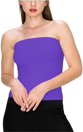 Top Linen Women Bandeau Strapless Boob Tube Top - Sexy Stretchy Off Shoulder Layering Wrapped Breast Bra Crop Tube Vest - Made in UK