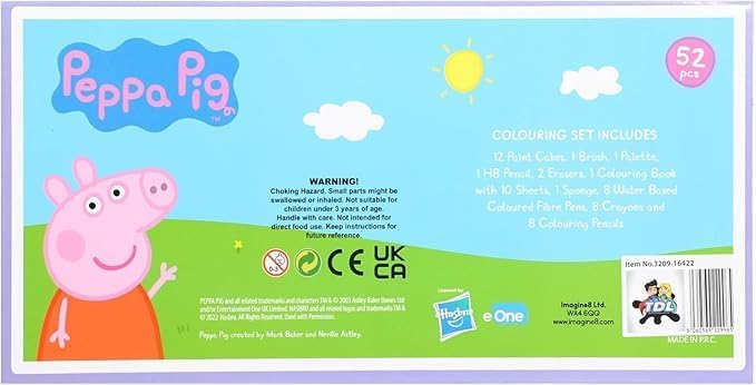 kids Characters 52 pieces Colouring Art Case Childrens Stationery Set With Watercolour Pencils Toy Gift (Peppa Pig)