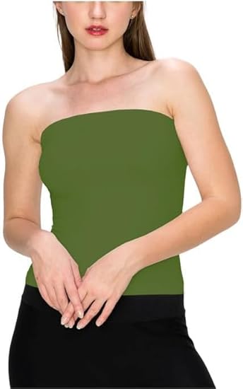 Top Linen Women Bandeau Strapless Boob Tube Top - Sexy Stretchy Off Shoulder Layering Wrapped Breast Bra Crop Tube Vest - Made in UK