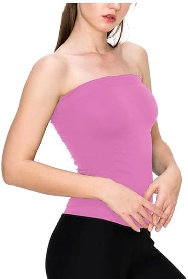 Top Linen Women Bandeau Strapless Boob Tube Top - Sexy Stretchy Off Shoulder Layering Wrapped Breast Bra Crop Tube Vest - Made in UK