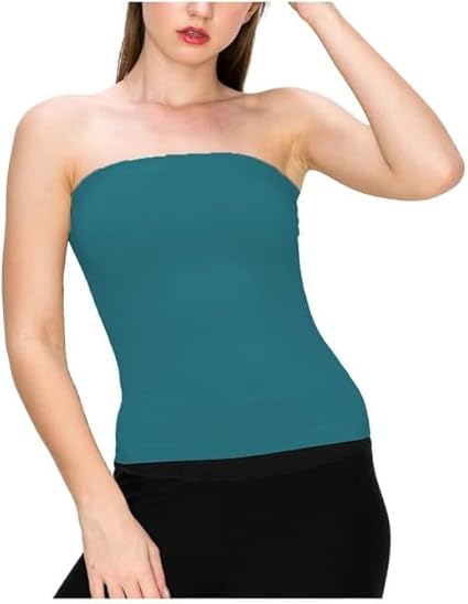 Top Linen Women Bandeau Strapless Boob Tube Top - Sexy Stretchy Off Shoulder Layering Wrapped Breast Bra Crop Tube Vest - Made in UK