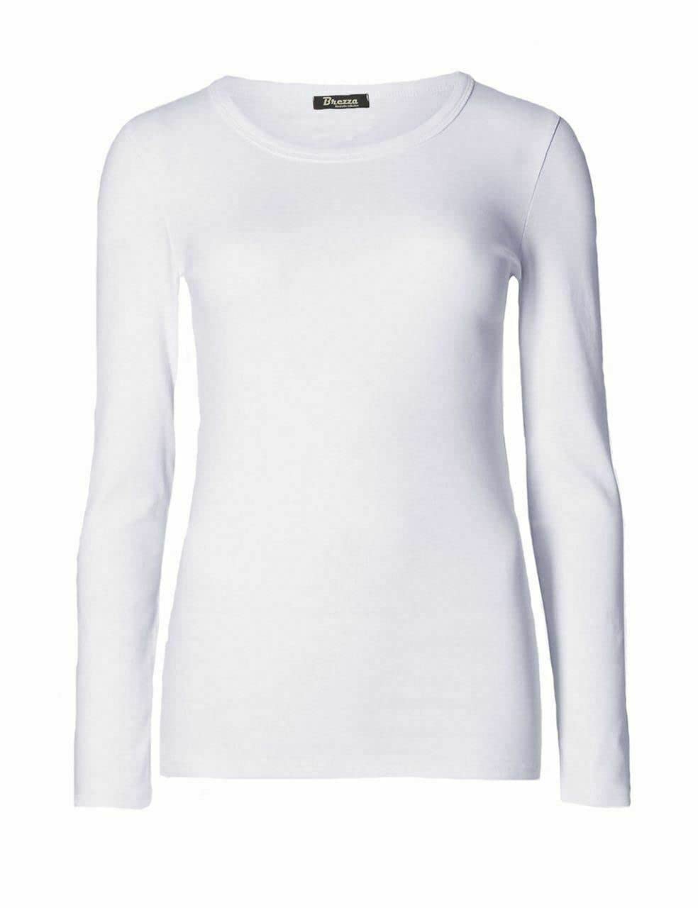 Women’s Long Sleeve T Shirt – Soft Stretch Scoop Neck Fitted Casual Top