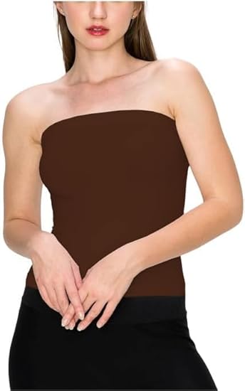 Top Linen Women Bandeau Strapless Boob Tube Top - Sexy Stretchy Off Shoulder Layering Wrapped Breast Bra Crop Tube Vest - Made in UK