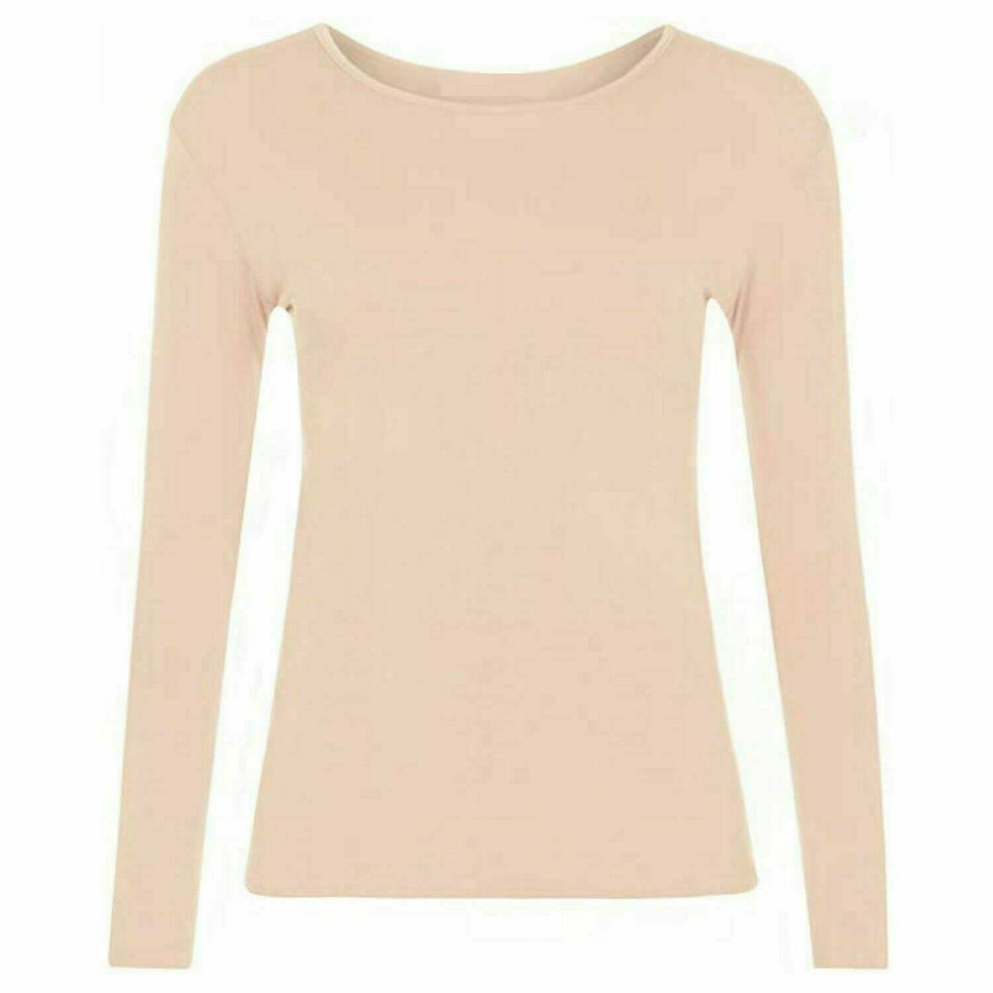 Women’s Long Sleeve T Shirt – Soft Stretch Scoop Neck Fitted Casual Top