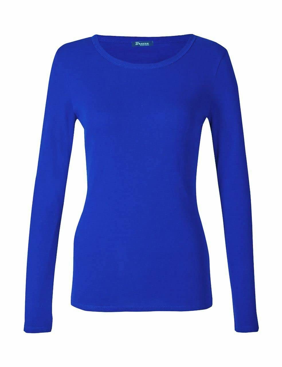 Women’s Long Sleeve T Shirt – Soft Stretch Scoop Neck Fitted Casual Top