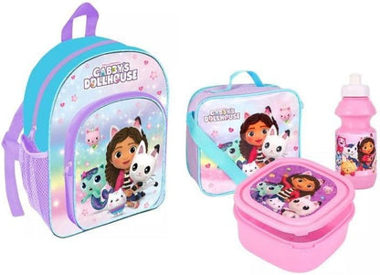 Top Linen Deluxe G. Character 4 Piece Set Boys Kids Backpack with Side Pocket School Bag + Lunch Bag + Sandwich Box +Water Bottle Doll.house