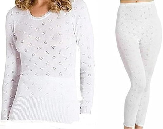 Snowdrop Ladies Thermal Set – 2 Piece Long Sleeve Round Neck Vest & Long Johns, Warm Winter Base Layer for Women, Soft & Lightweight