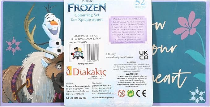 kids Characters 52 pieces Colouring Art Case Childrens Stationery Set With Watercolour Pencils Toy Gift (Frozen)