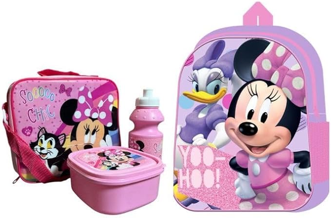 Kids 4-Piece Character School Set – Standard Backpack, Lunch Bag, Water Bottle & Sandwich Box | Fun, Durable & Ready for School Adventures (Barbie & Christie)