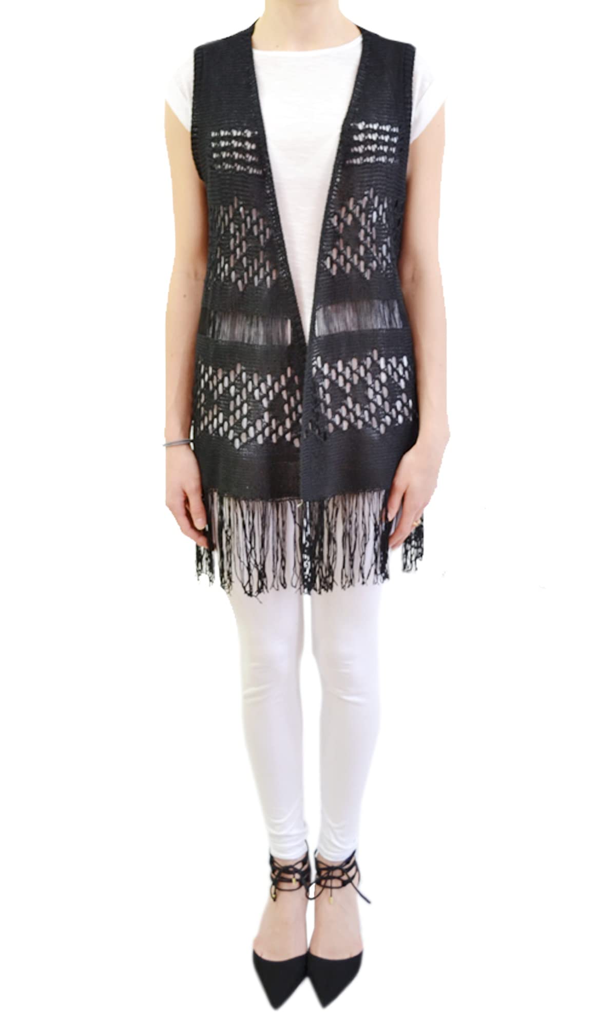 Women’s Knitted Waistcoat Sleeveless Cardigan – Open Front Casual Knit Vest