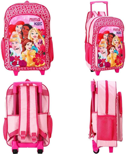 Peppa Pig Disney Princess Premium Trolley Bags for Kids, Boys & Girls - Travel Backpack with Wheels, Large Compartment & Extendable Handle - Carry-On Luggage Suitcase for Children - for Age 3+