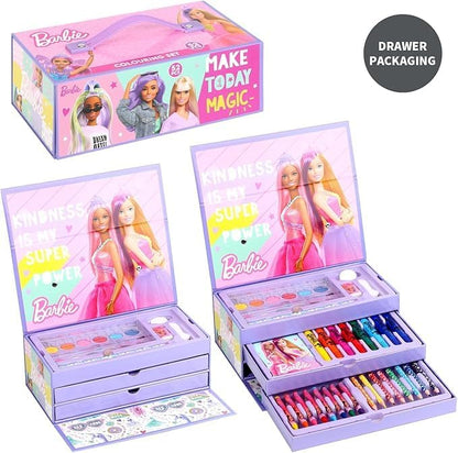 Kids Characters 52 Piece Colouring Art Case Set – Watercolour Pencils, Crayons & Drawing Stationery Kit for Kids – Creative Art Gift Set (Barb Theme)