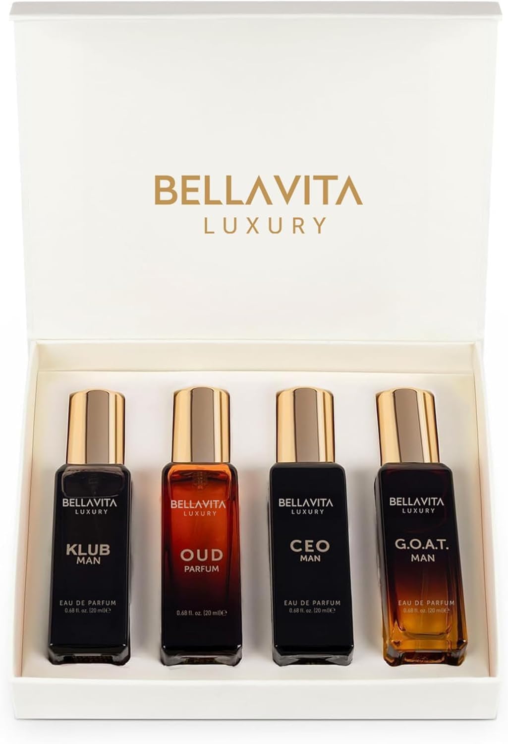 Bellavita Luxury Mens 4x20ml Gift Set | CEO, G.O.A.T, KLUB, OUD