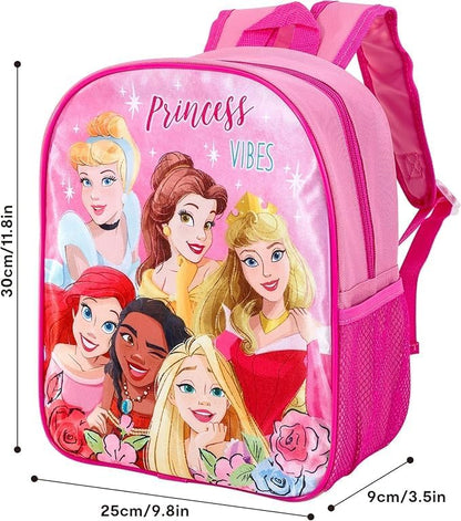 Girls Disney Princess Vibes Backpack Kids Premium Rucksack Girls Character Back To School Carry Bag With Adjustable Shoulder Straps Pink