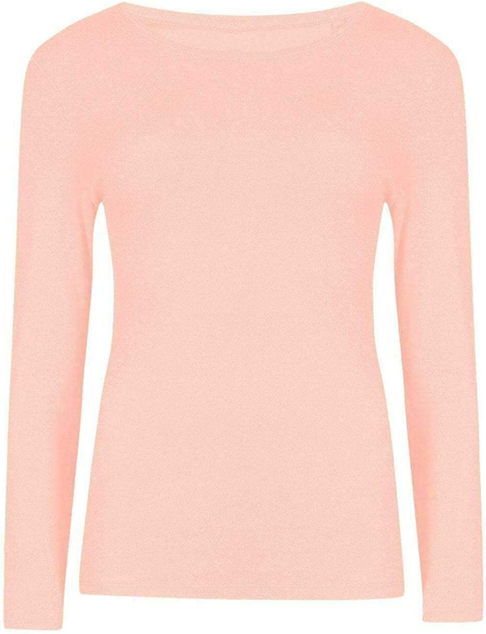 Women’s Long Sleeve T Shirt – Soft Stretch Scoop Neck Fitted Casual Top
