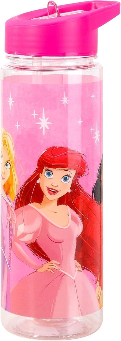 Diseny Princess Kids Water Bottles for Girls - 650ml D Princess Water Bottle Kids Princess Gifts Kids Water Bottle with Straw - Kids Leakproof Water Bottle Pink.