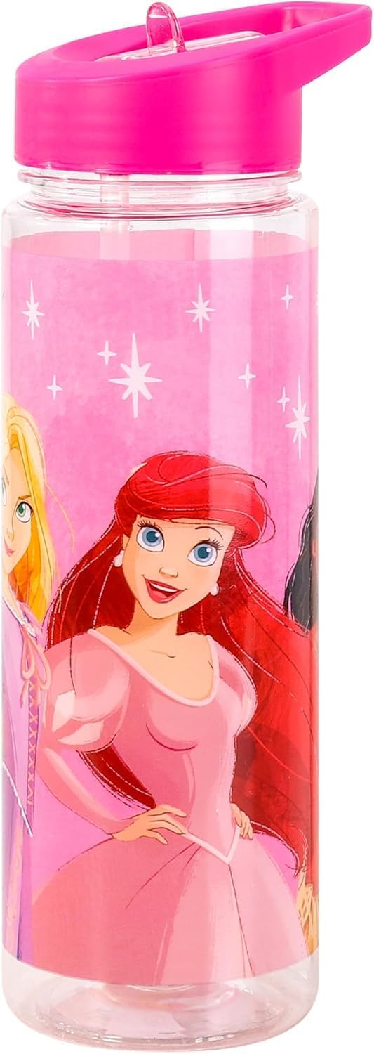 Diseny Princess Kids Water Bottles for Girls - 650ml D Princess Water Bottle Kids Princess Gifts Kids Water Bottle with Straw - Kids Leakproof Water Bottle Pink.