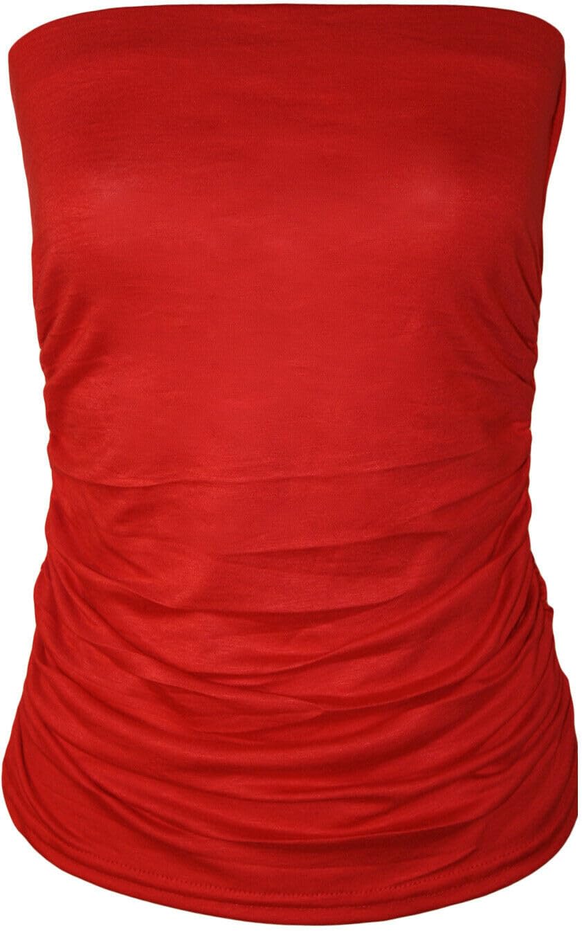 Top Linen Women Bandeau Strapless Boob Tube Top - Sexy Stretchy Off Shoulder Layering Wrapped Breast Bra Crop Tube Vest - Made in UK