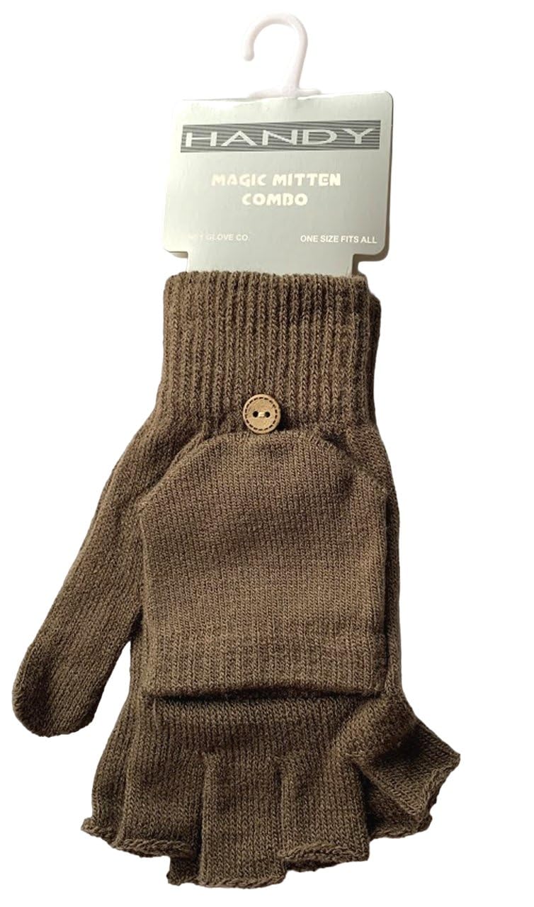 Fingerless Gloves with Mitten Flap 2 in 1 One Size Mens Ladies Magic Unisex for Driving and Outdoor phone use