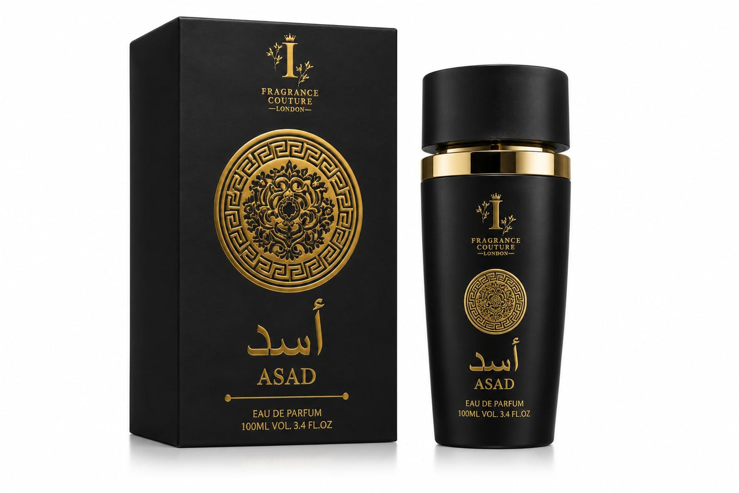 ASAD Luxury Arabic Perfume By Fragrance Couture for Men 100ml Eau de Parfum – Long Lasting Oud Amber Woody Spicy Fragrance – Intense Middle Eastern Cologne for Him (Asad Black)