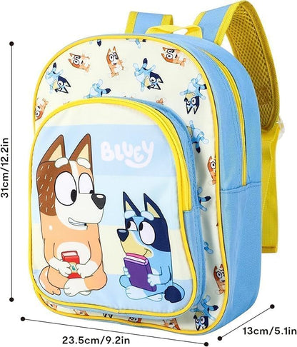 Top Linen Ltd Bluey Kids Childrens Deluxe Backpack School Rucksack Travel Bag Boys Girls with side mesh pocket and front zipped pocket