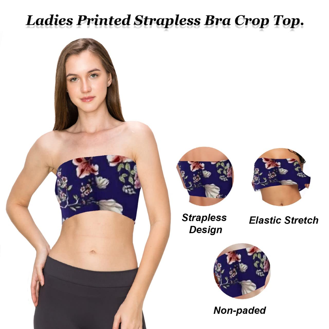 Women Bandeau Bra Crop - Comfortable Strapless Boob Tube for Girls, Women - Sexy Stretchy Wrapped Breast Bra