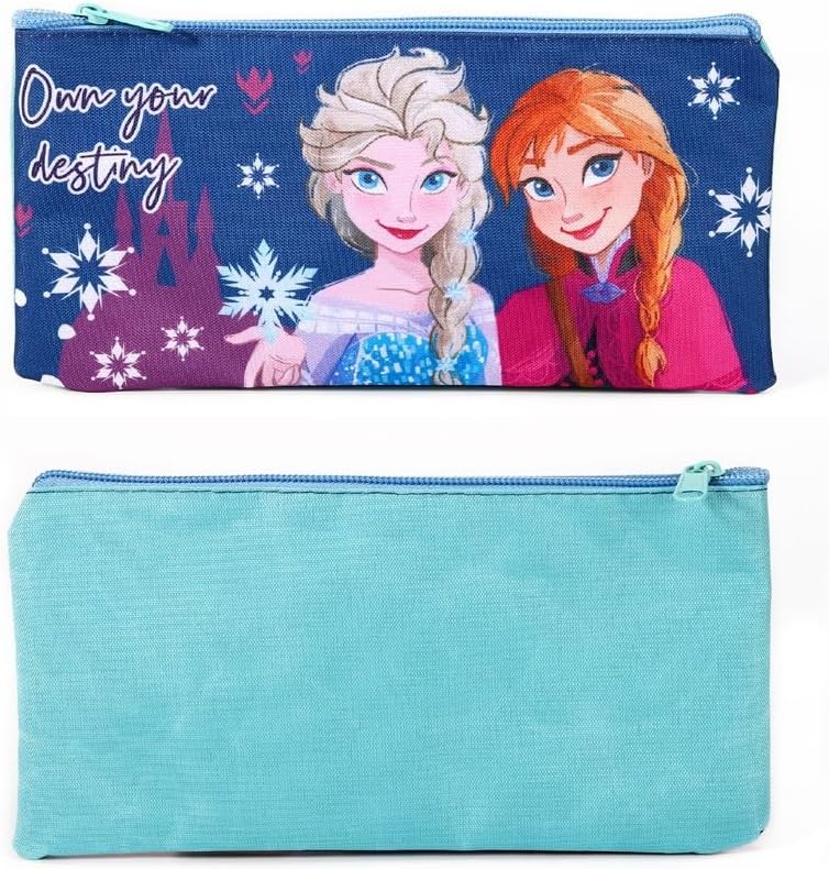 Disney Frozen Elsa & Anna Flat Pencil Case – Official Disney School Pencil Pouch for Girls – Lightweight Back to School Stationery Case