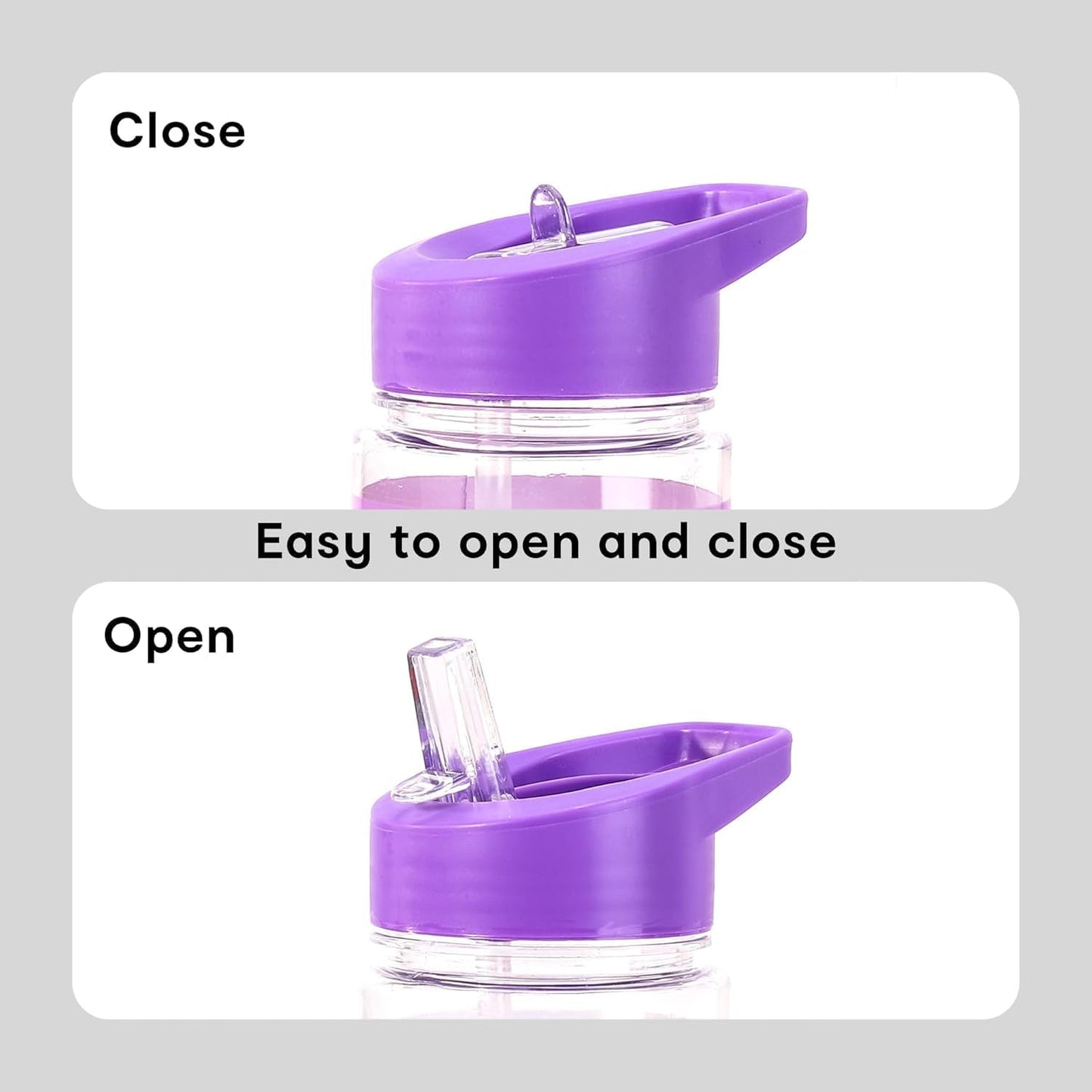 Diseny Frozen 650ml Kids Water Bottles with Straw, Back to School Supplies Girls Water Bottle - Frozen Water Bottle For Girls Featuring Elsa and Anna Purple.