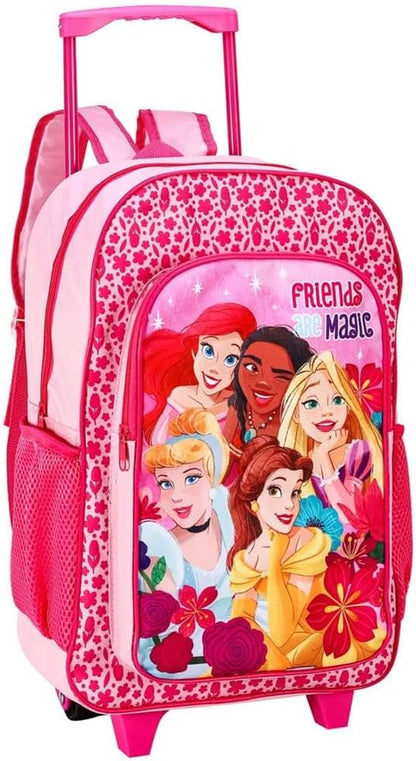 Peppa Pig Disney Princess Premium Trolley Bags for Kids, Boys & Girls - Travel Backpack with Wheels, Large Compartment & Extendable Handle - Carry-On Luggage Suitcase for Children - for Age 3+