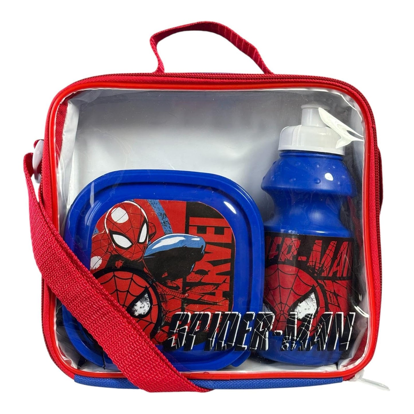 Kids Character 3-Piece Lunch Box Set – Insulated Bag, BPA-Free Water Bottle & Snack Box – Durable & Easy to Clean – Ideal for School, Travel & Daycare (Fun Themes for Boys & Girls) (S-Man)