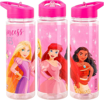 Diseny Princess Kids Water Bottles for Girls - 650ml D Princess Water Bottle Kids Princess Gifts Kids Water Bottle with Straw - Kids Leakproof Water Bottle Pink.